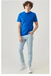 Erkek 24/1 Düz A Kalite Oversize T-shirt - Mavi Erkek 24/1 Düz A Kalite Oversize T-shirt - Mavi