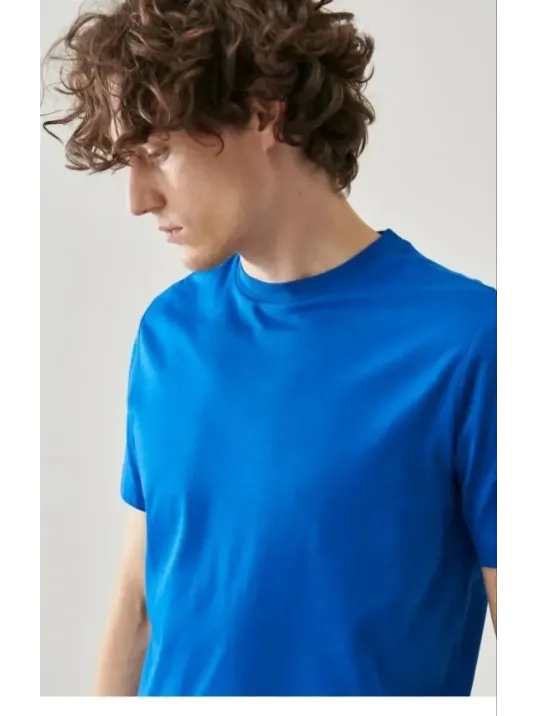 Erkek 24/1 Düz A Kalite Oversize T-shirt - Mavi Erkek 24/1 Düz A Kalite Oversize T-shirt - Mavi