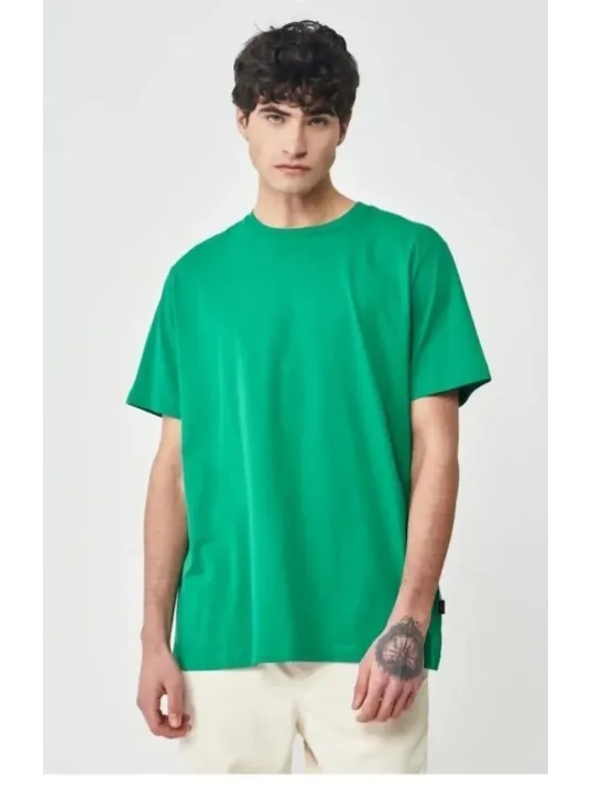 Erkek 24/1 Düz A Kalite Oversize T-shirt - Yeşil