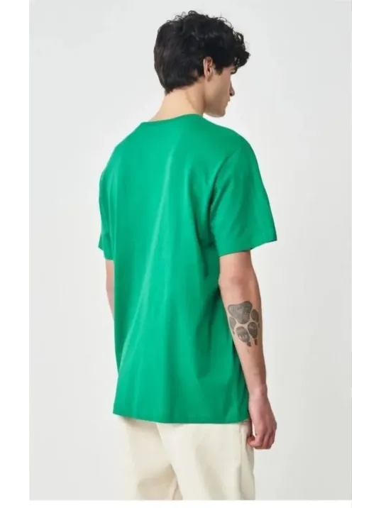 Erkek 24/1 Düz A Kalite Oversize T-shirt - Yeşil