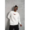 Erkek 3 İplik Gangster Baskılı Sweatshirt - Beyaz