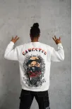 Erkek 3 İplik Gangster Baskılı Sweatshirt - Beyaz