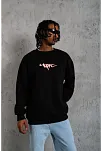 Erkek 3 İplik Gangster Baskılı Sweatshirt - Siyah