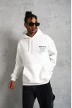 Erkek 98 Baskılı Kapşonlu Sweat - Beyaz