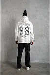 Erkek 98 Baskılı Kapşonlu Sweat - Beyaz