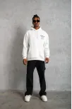 Erkek 98 Baskılı Kapşonlu Sweat - Beyaz