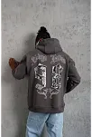 Erkek 98 Baskılı Kapşonlu Sweat - Gri