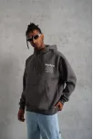 Erkek 98 Baskılı Kapşonlu Sweat - Gri