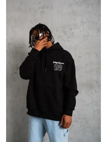 Erkek 98 Baskılı Kapşonlu Sweat - Siyah