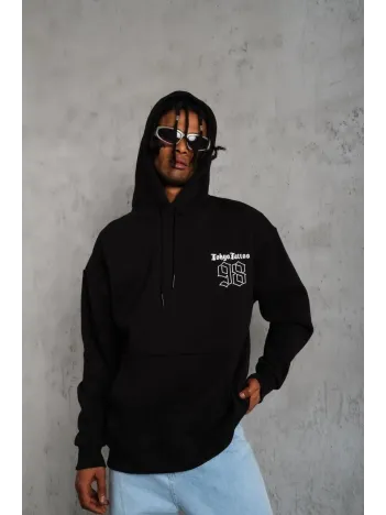 Erkek 98 Baskılı Kapşonlu Sweat - Siyah Erkek 98 Baskılı Kapşonlu Sweat - Siyah