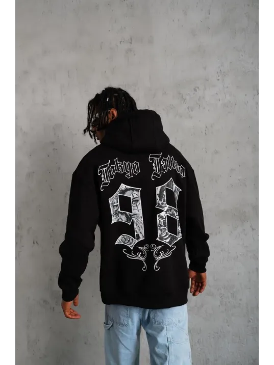 Erkek 98 Baskılı Kapşonlu Sweat - Siyah Erkek 98 Baskılı Kapşonlu Sweat - Siyah