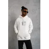 Erkek Ön Arka Baskılı Kapşonlu Sweat - Beyaz Erkek Ön Arka Baskılı Kapşonlu Sweat - Beyaz