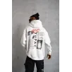 Erkek Ön Arka Baskılı Kapşonlu Sweat - Beyaz Erkek Ön Arka Baskılı Kapşonlu Sweat - Beyaz