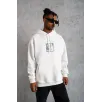 Erkek Ön Arka Baskılı Kapşonlu Sweat - Beyaz Erkek Ön Arka Baskılı Kapşonlu Sweat - Beyaz