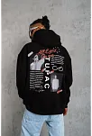 Erkek Ön Arka Baskılı Kapşonlu Sweat - Siyah