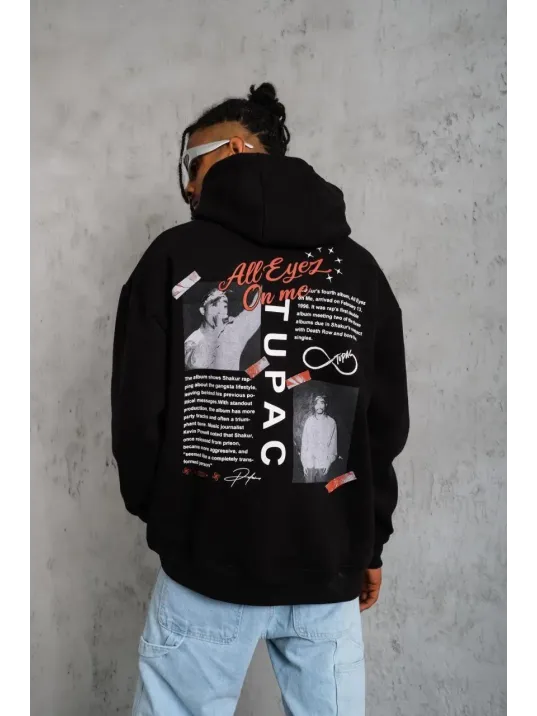 Erkek Ön Arka Baskılı Kapşonlu Sweat - Siyah Erkek Ön Arka Baskılı Kapşonlu Sweat - Siyah