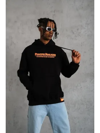 Erkek Armalı Baskılı Kapüşonlu Sweatshirt - Siyah Erkek Armalı Baskılı Kapüşonlu Sweatshirt - Siyah