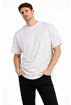 Erkek Asit Yıkama Bisiklet Yaka Kısa Kollu Oversize T-shirt Tişört - Beyaz