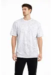 Erkek Asit Yıkama Bisiklet Yaka Kısa Kollu Oversize T-shirt Tişört - Beyaz