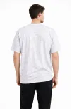 Erkek Asit Yıkama Bisiklet Yaka Kısa Kollu Oversize T-shirt Tişört - Beyaz