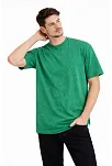 Erkek Asit Yıkama Bisiklet Yaka Kısa Kollu Oversize T-shirt Tişört - Yeşil