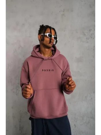 Erkek Astronot Baskılı Kapüşonlu Sweat - Gül Kurusu