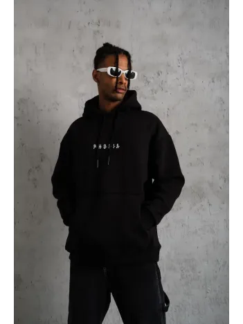 Erkek Astronot Baskılı Kapüşonlu Sweat - Siyah Erkek Astronot Baskılı Kapüşonlu Sweat - Siyah