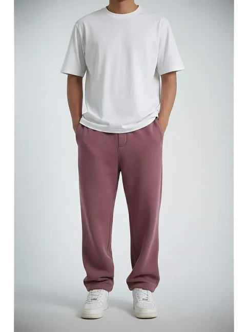 Erkek Baggy Alt Eşofman - Gül Kurusu