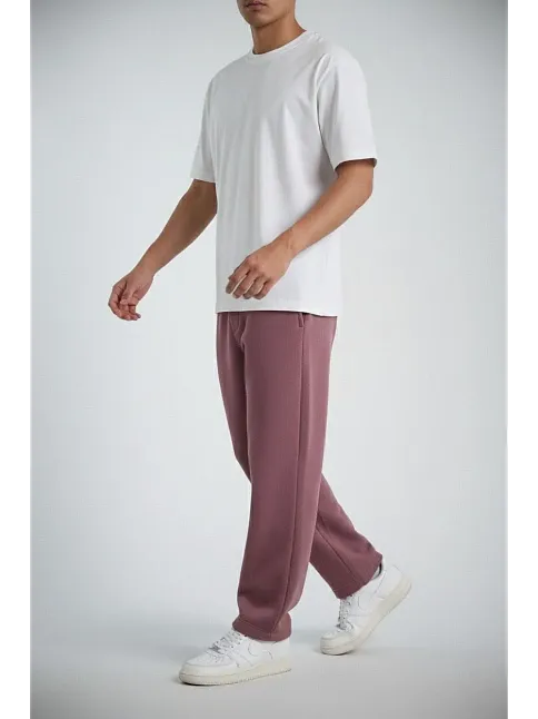 Erkek Baggy Alt Eşofman - Gül Kurusu