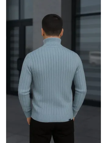 Erkek Balıkcı Yaka Bağazlı Triko Kazak Pamuklu Kalın Fitilli Dokuma, Regular Fit Uzun Kollu Kışlık Model - Bebe Mavisi Erkek Balıkcı Yaka Bağazlı Triko Kazak Pamuklu Kalın Fitilli Dokuma, Regular Fit Uzun Kollu Kışlık Model - Bebe Mavisi