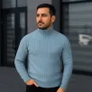 Erkek Balıkcı Yaka Bağazlı Triko Kazak Pamuklu Kalın Fitilli Dokuma, Regular Fit Uzun Kollu Kışlık Model - Bebe Mavisi Erkek Balıkcı Yaka Bağazlı Triko Kazak Pamuklu Kalın Fitilli Dokuma, Regular Fit Uzun Kollu Kışlık Model - Bebe Mavisi