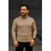 Erkek Balıkcı Yaka Bağazlı Triko Kazak Pamuklu Kalın Fitilli Dokuma, Regular Fit Uzun Kollu Kışlık Model - Bej Erkek Balıkcı Yaka Bağazlı Triko Kazak Pamuklu Kalın Fitilli Dokuma, Regular Fit Uzun Kollu Kışlık Model - Bej