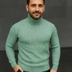Erkek Balıkcı Yaka Bağazlı Triko Kazak Pamuklu Kalın Fitilli Dokuma, Regular Fit Uzun Kollu Kışlık Model - Mint Yeşili Erkek Balıkcı Yaka Bağazlı Triko Kazak Pamuklu Kalın Fitilli Dokuma, Regular Fit Uzun Kollu Kışlık Model - Mint Yeşili