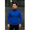 Erkek Balıkcı Yaka Bağazlı Triko Kazak Pamuklu Kalın Fitilli Dokuma, Regular Fit Uzun Kollu Kışlık Model - Saks Mavisi Erkek Balıkcı Yaka Bağazlı Triko Kazak Pamuklu Kalın Fitilli Dokuma, Regular Fit Uzun Kollu Kışlık Model - Saks Mavisi