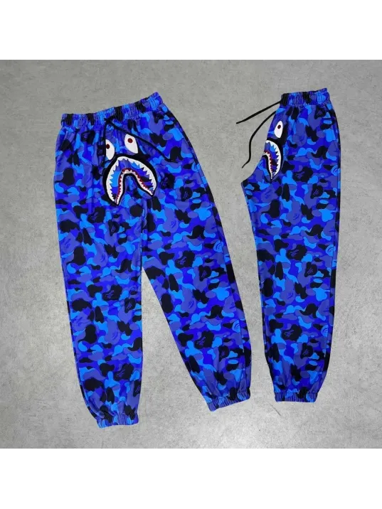 Unisex Pubg Bape x Shark Eşofman Altı - Mavi Unisex Pubg Bape x Shark Eşofman Altı - Mavi