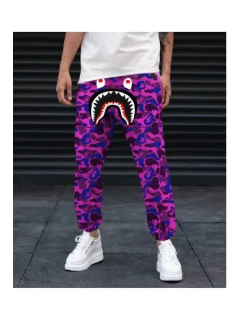 Unisex Pubg Bape x Shark Eşofman Altı - Mor Unisex Pubg Bape x Shark Eşofman Altı - Mor