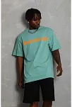 Erkek Baskılı Tişort Kısa Kol Bisiklet Yaka Ovarsize T-shirt -  Mint Yeşili