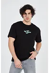 Erkek Baskılı 24/1 Penye T-shirt - Siyah