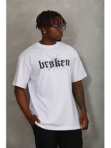 Erkek Baskılı T-shirt Kısa Kol Bisiklet Yaka Regular Fit Rahat Kalıp Günlük Tişört - Beyaz