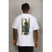 Unisex Oversize Baskılı Bisiklet Yaka T-Shirt - Beyaz Unisex Oversize Baskılı Bisiklet Yaka T-Shirt - Beyaz