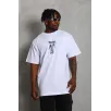 Unisex Oversize Baskılı Bisiklet Yaka T-Shirt - Beyaz Unisex Oversize Baskılı Bisiklet Yaka T-Shirt - Beyaz