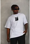 Erkek Kısa Kol Baskılı Bisiklet Yaka T-shirt - Beyaz