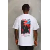 Unisex Oversize Baskılı Bisiklet Yaka T-Shirt - Beyaz Unisex Oversize Baskılı Bisiklet Yaka T-Shirt - Beyaz