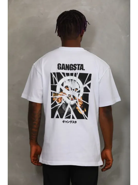 Unisex Oversize Baskılı Bisiklet Yaka T-Shirt - Beyaz Unisex Oversize Baskılı Bisiklet Yaka T-Shirt - Beyaz