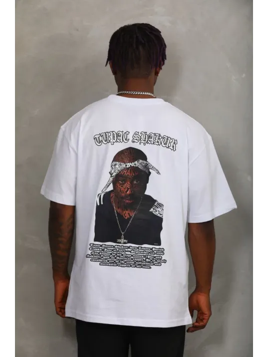 Unisex Oversize Baskılı Bisiklet Yaka T-Shirt - Beyaz Unisex Oversize Baskılı Bisiklet Yaka T-Shirt - Beyaz