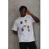 Unisex Oversize Baskılı Bisiklet Yaka T-Shirt - Beyaz Unisex Oversize Baskılı Bisiklet Yaka T-Shirt - Beyaz