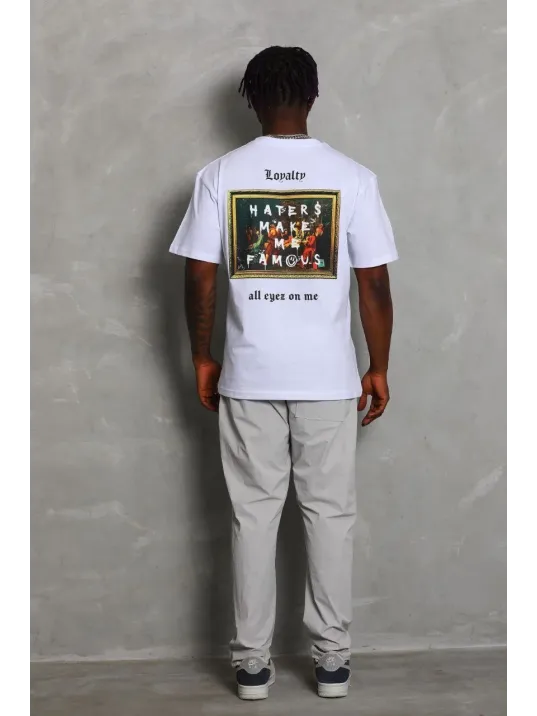 Unisex Oversize Baskılı Bisiklet Yaka T-Shirt - Beyaz Unisex Oversize Baskılı Bisiklet Yaka T-Shirt - Beyaz