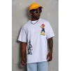 Unisex Oversize Baskılı Bisiklet Yaka T-Shirt - Beyaz Unisex Oversize Baskılı Bisiklet Yaka T-Shirt - Beyaz