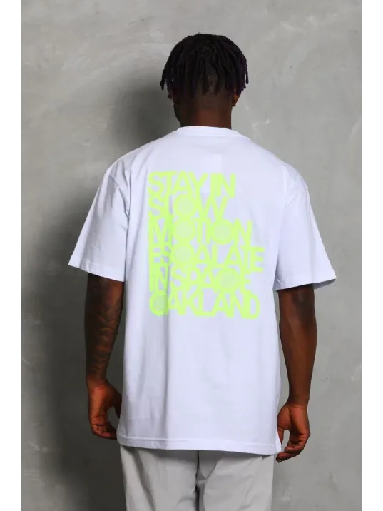 Unisex Oversize Baskılı Bisiklet Yaka T-Shirt - Beyaz Unisex Oversize Baskılı Bisiklet Yaka T-Shirt - Beyaz