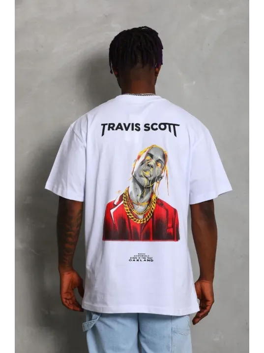 Unisex Oversize Baskılı Bisiklet Yaka T-Shirt - Beyaz Unisex Oversize Baskılı Bisiklet Yaka T-Shirt - Beyaz